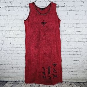 BFOFO DESIGNS | vintage 90s tribal petroglyph native art cotton maxi dress